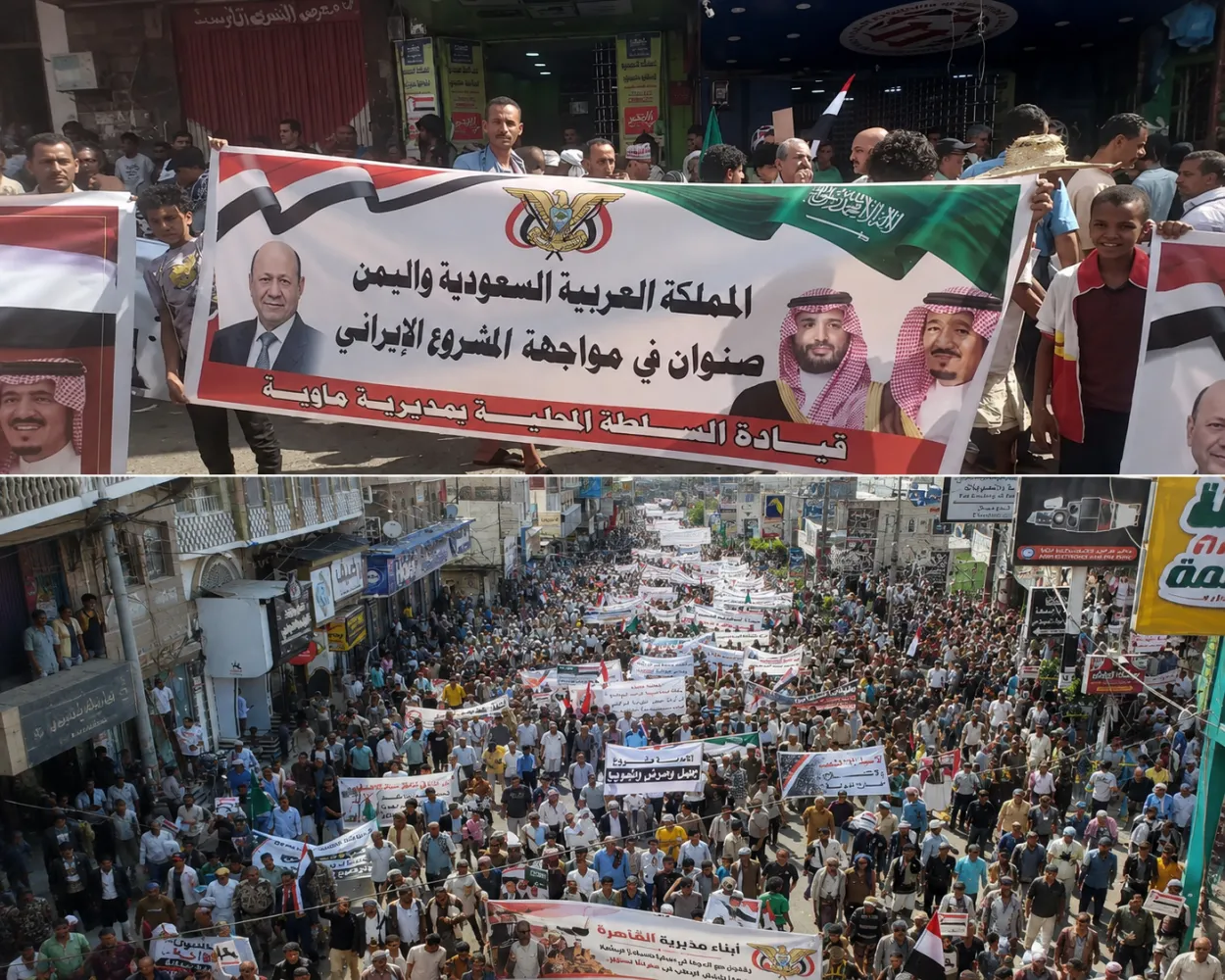 مسيرة حاشدة في تعز تؤيد خطاب العليمي وتدعم استئناف تصدير النفط وإنهاء انقلاب الحوثيين